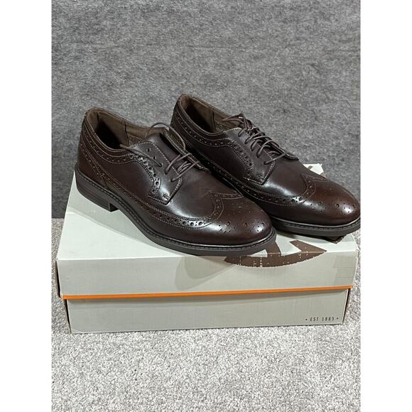 Dunham Mens Grayson Dun Oxford Shoes DAW03BR Wingtip Leather Brown Size 9 2E - Picture 6 of 11